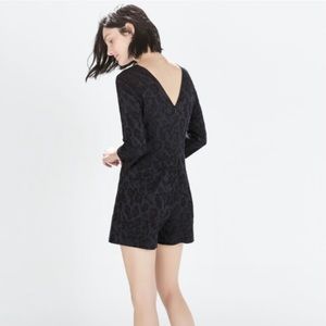 Zara Basic Mini Dress Romper Size Small Navy Leopard Print V Back Shorts NWT